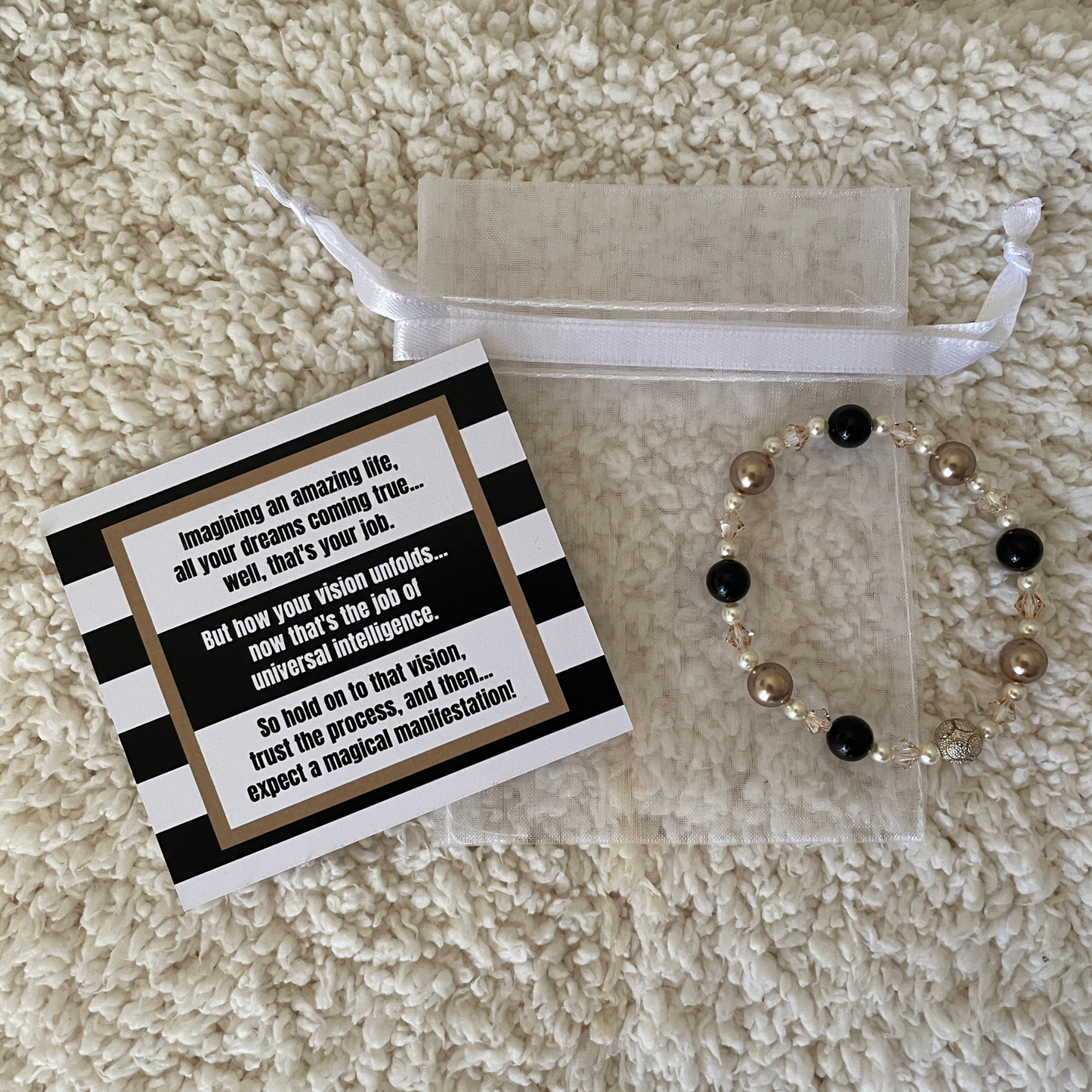 Swarovski Crystal Bracelet | Bronze Pearls & Black Beads (AU)