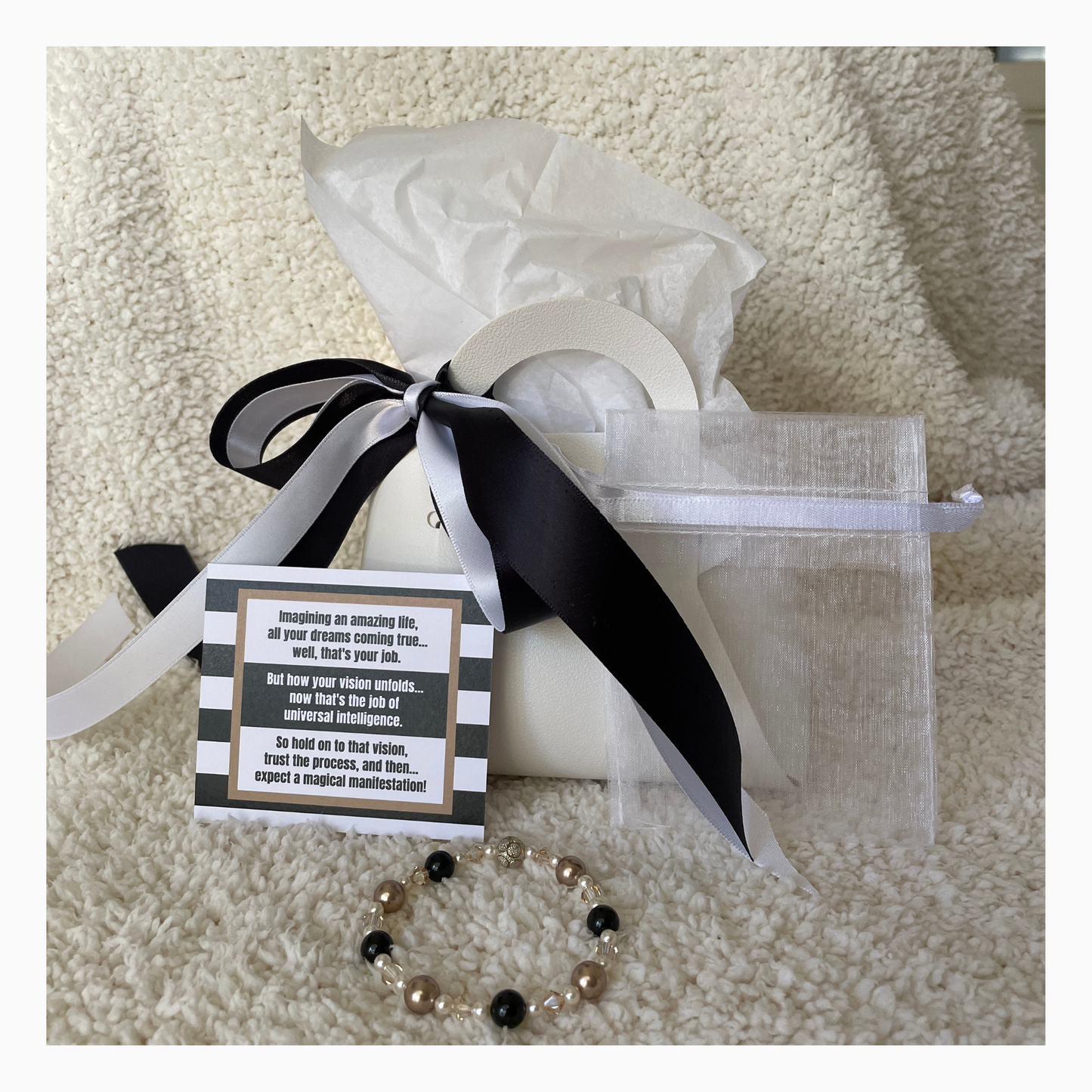 Swarovski Crystal Bracelet | Bronze Pearls & Black Beads (AU)