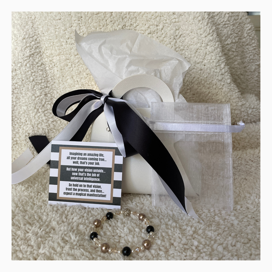 Swarovski Crystal Bracelet | Bronze Pearls & Black Beads (AU)