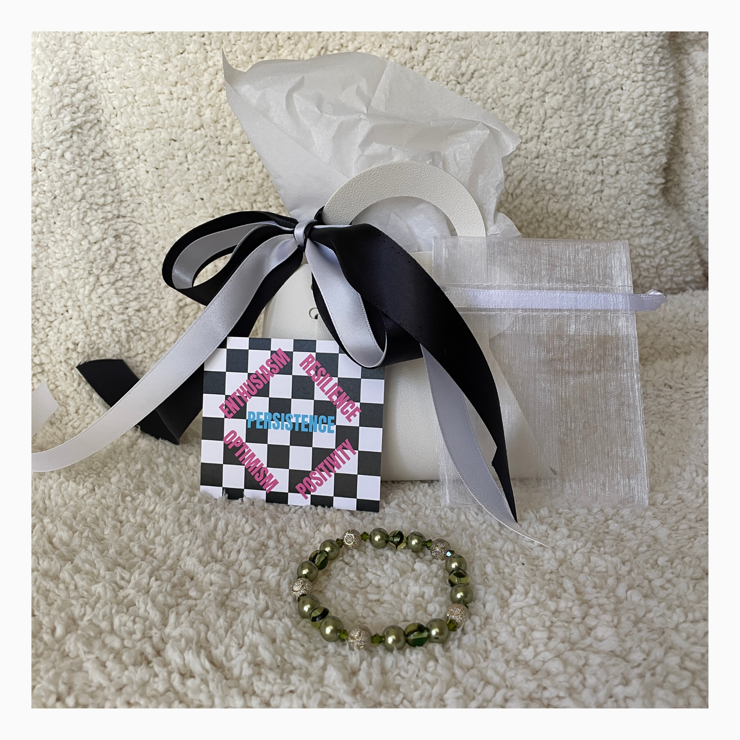 Swarovski Crystal Bracelet | Olive Green & Silver (AU)