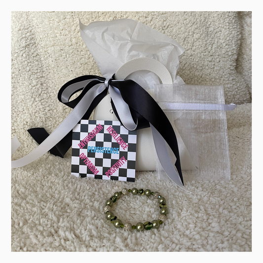 Swarovski Crystal Bracelet | Olive Green & Silver (AU)