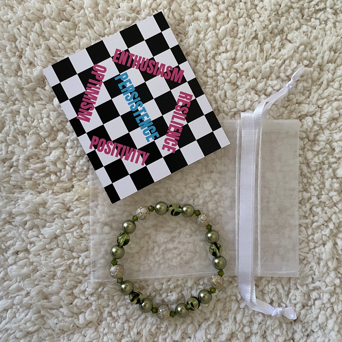 Swarovski Crystal Bracelet | Olive Green & Silver (AU)