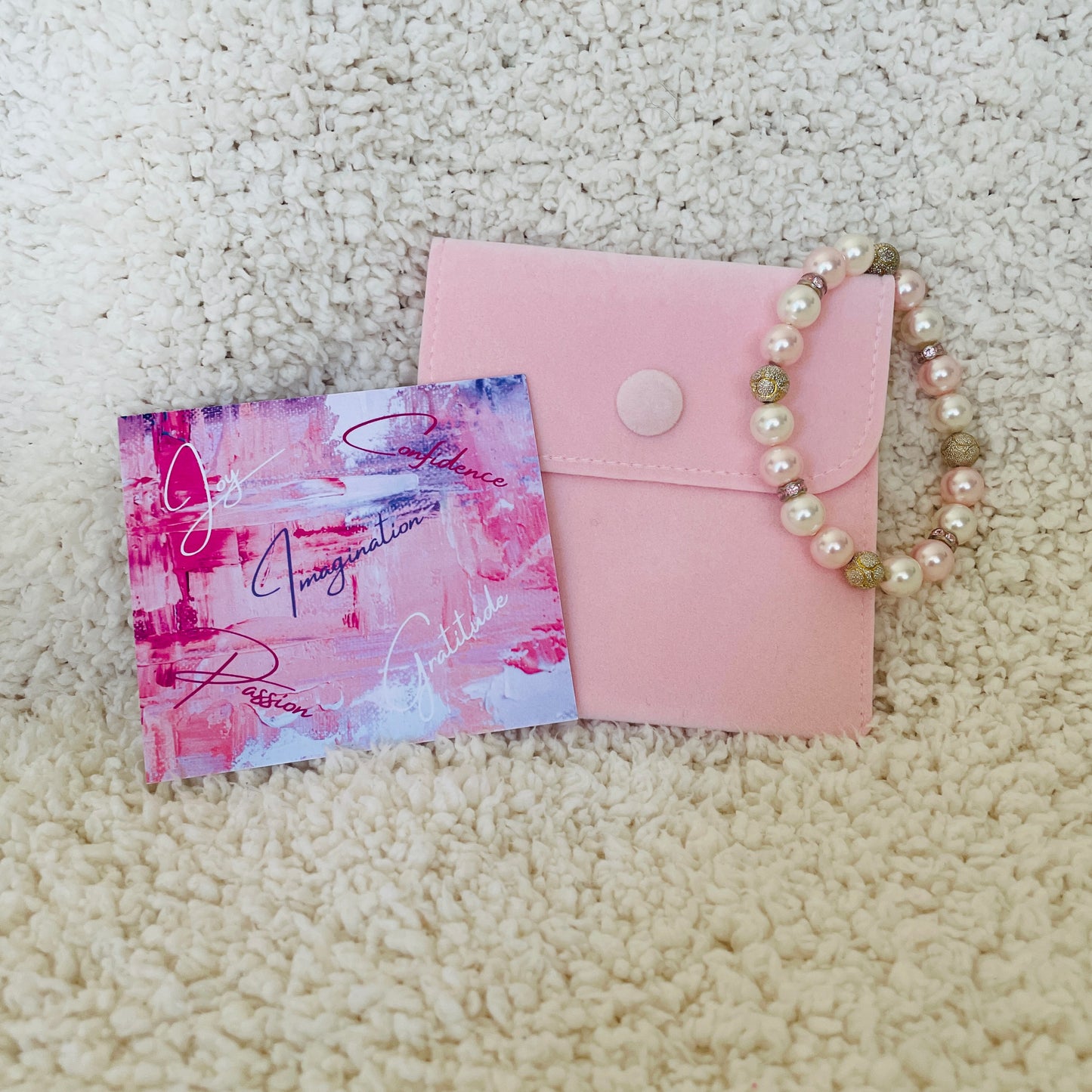 Swarovski Crystal Pale Pink & Creme Pearl Bracelet (AU)