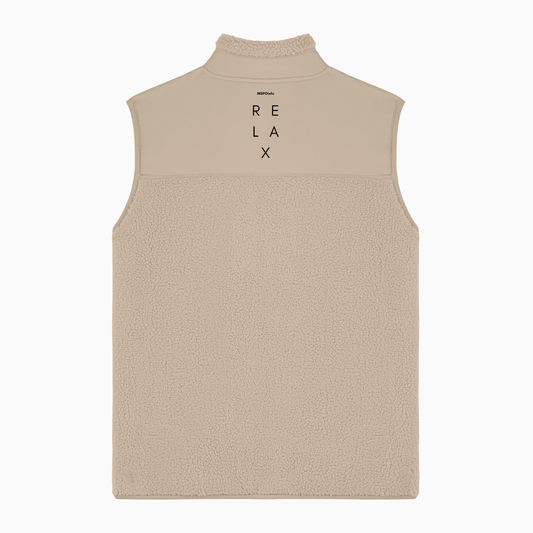 Relax Sherpa Sleeveless Zipper Jacket (Design on the Back)