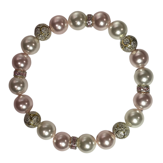 Swarovski Crystal Pale Pink & Creme Pearl Bracelet (AU)