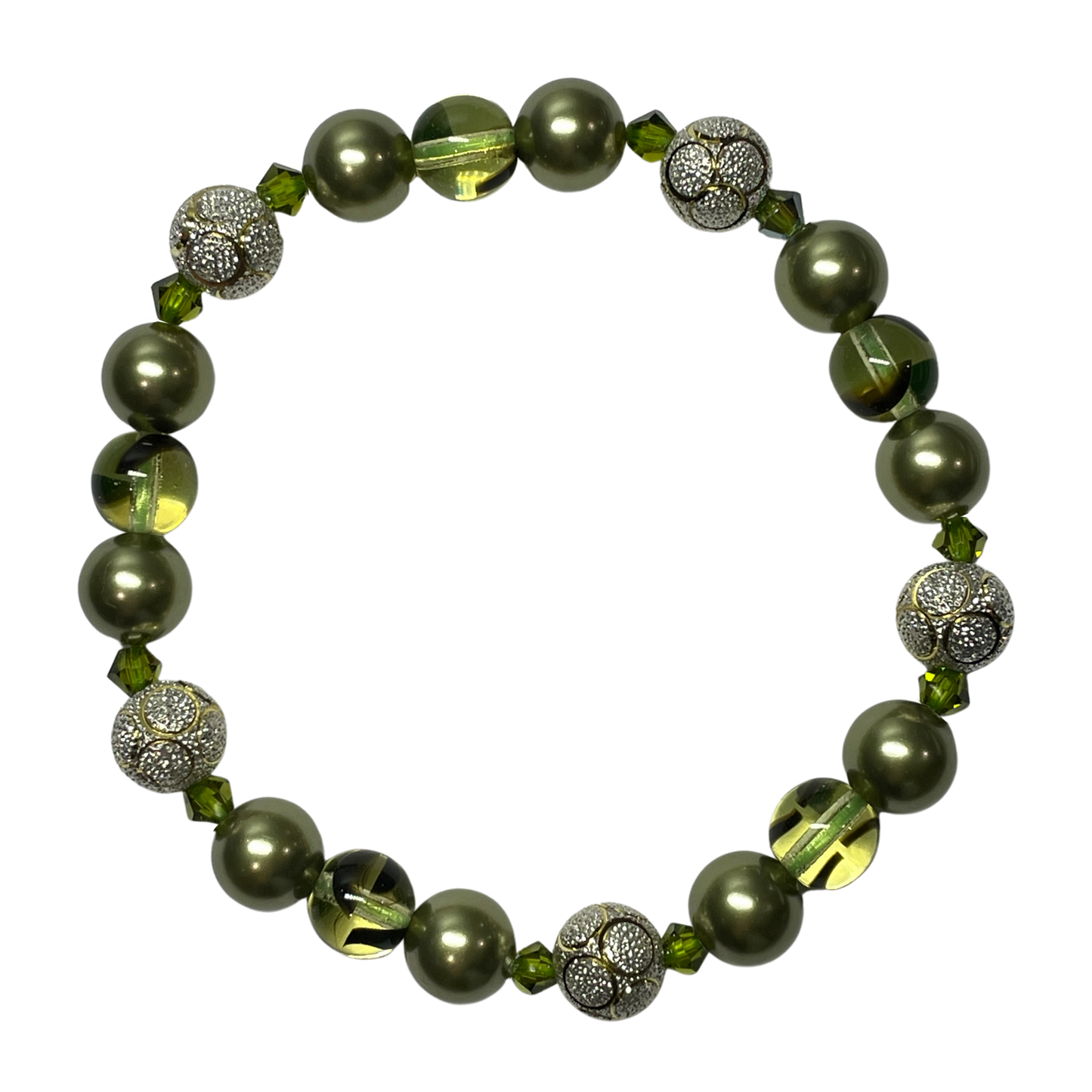 Swarovski Crystal Bracelet | Olive Green & Silver (AU)