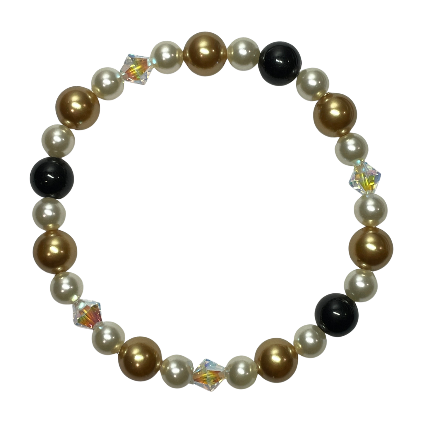 Swarovski Crystal Bracelet | Gold Pearls & Black Beads (AU)