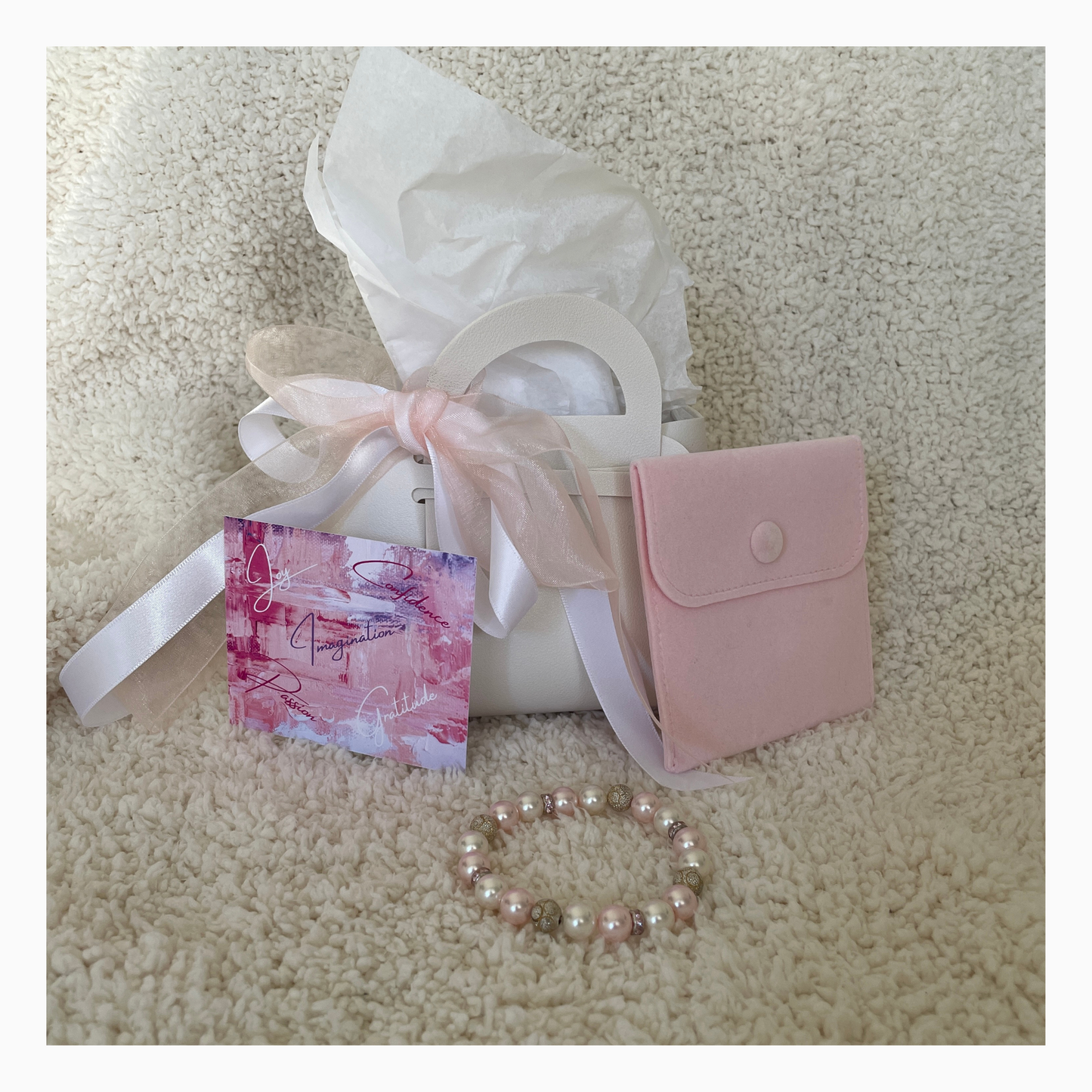 Swarovski Crystal Pale Pink & Creme Pearl Bracelet (AU)